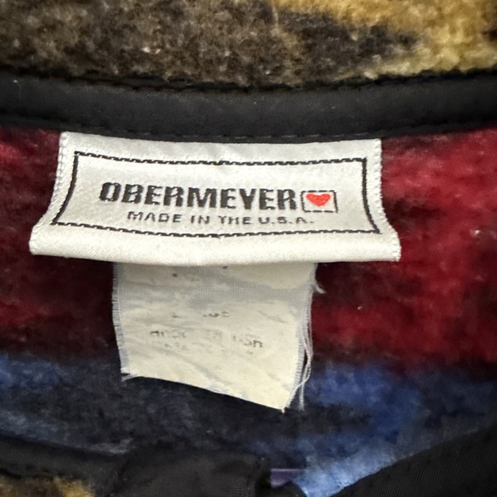 OBERMEYER Multicolor Button Ski Pullover Fleece Quarter Button Made in USA M/L - Picture 3 of 5